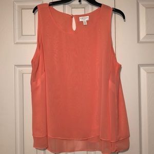 Bisou Bisou sleeveless blouse, peach, plus size 1X
